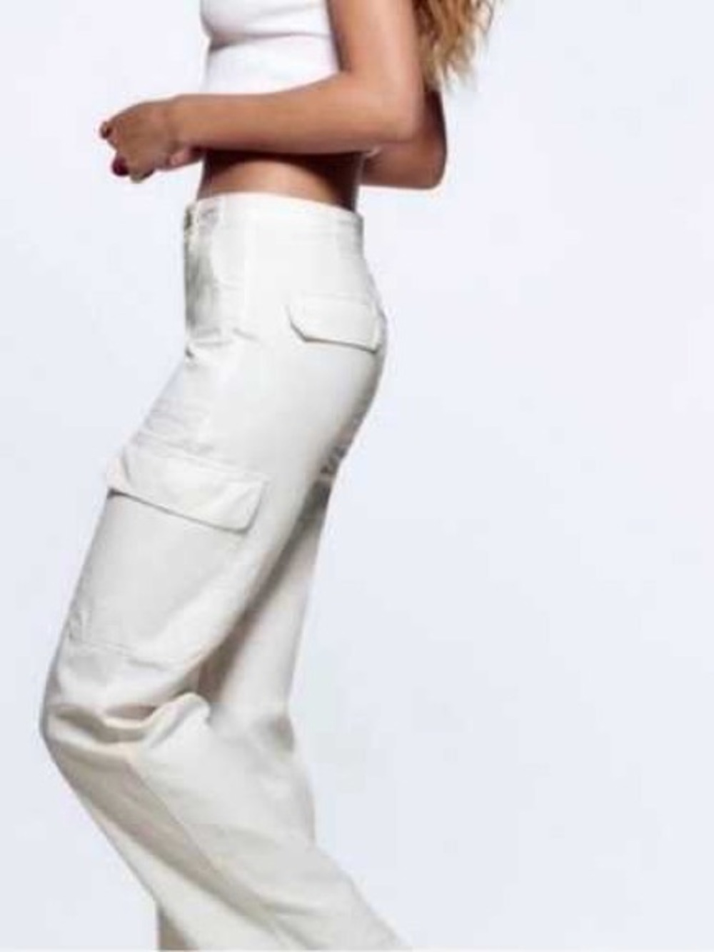 Zara white cargo straight pants
